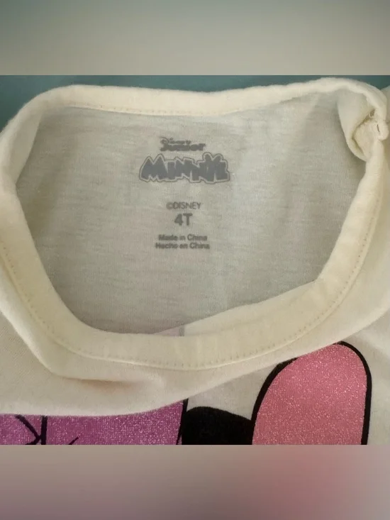 Disney Girls Minnie & Daisy Beige Top with Pink-and-White Striped Shorts - Picture 4 of 9